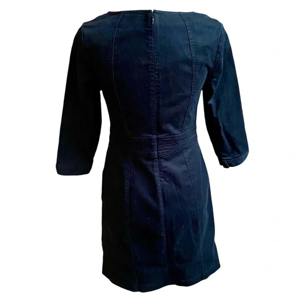 Boden Corinne Black Denim Dress 3/4 Sleeve A-Line Size 4 - Picture 12 of 15